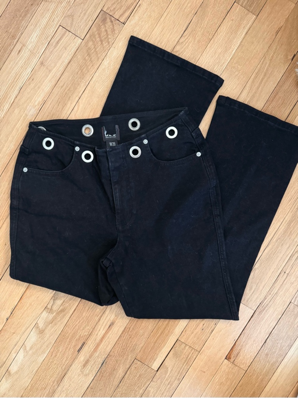 Urban Outfitters Black Flare Pants with Grommet Waist UO - Picture 4 of 4